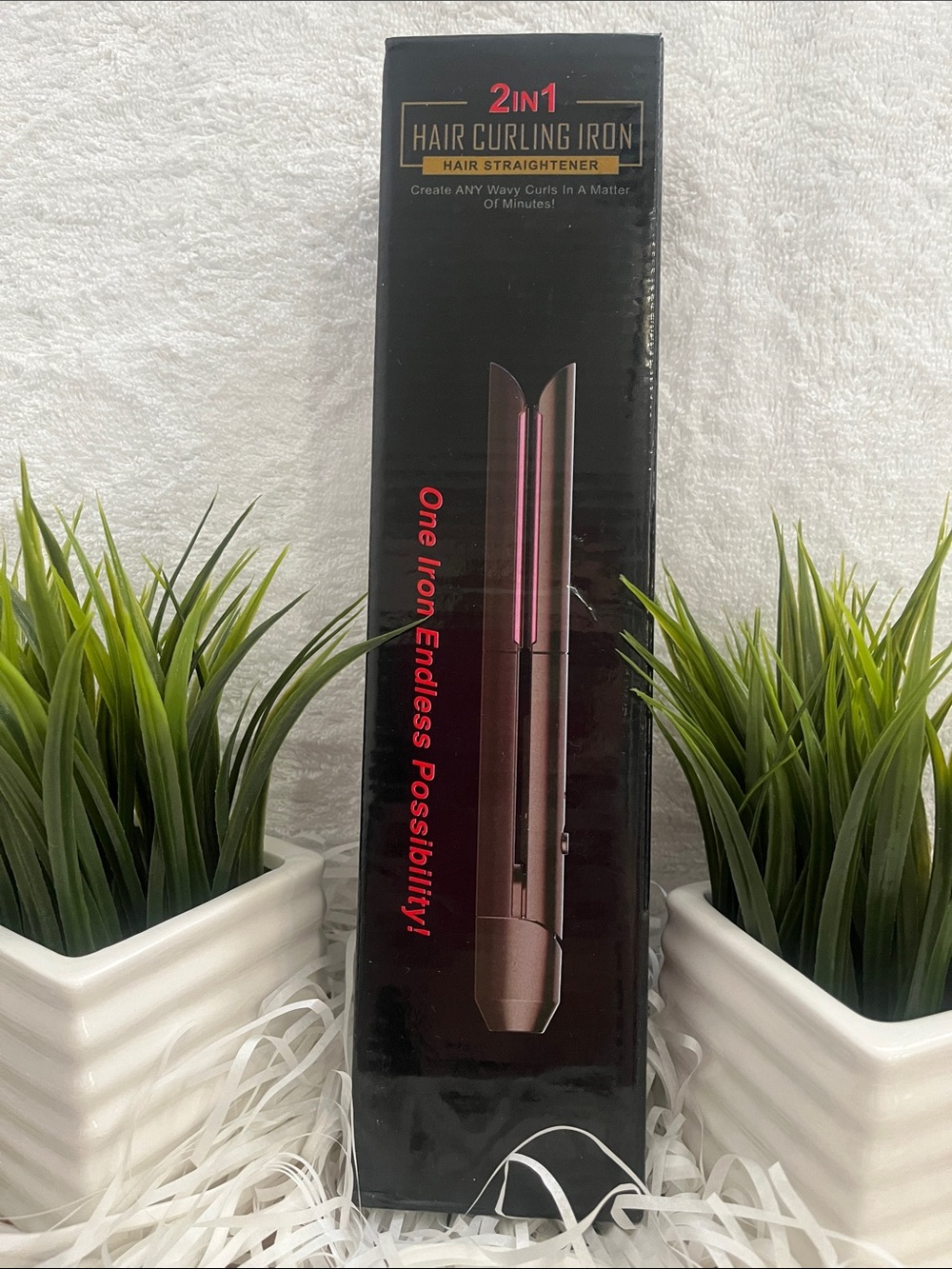 2-in-1 Hair Curling Iron & Straightener — Pink